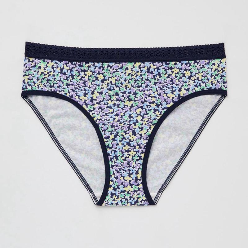 Uniqlo Mid Rise (Flowers) Women Briefs Green  US |  PNYW-48169