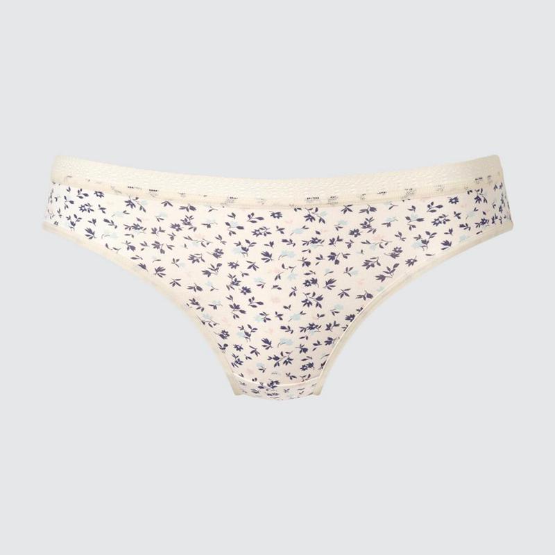 Uniqlo Mid Rise (Flowers) Women Briefs Off White  US |  YUBR-09475