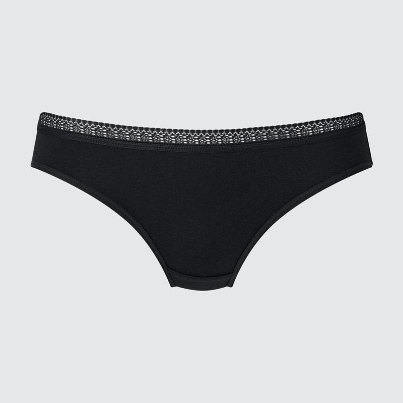 Uniqlo Mid Rise (Lace) Women Briefs Black  US |  OQBE-21759