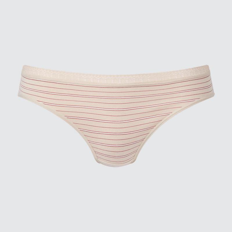 Uniqlo Mid Rise (Stripe) Women Briefs Beige  US |  HZIC-74092