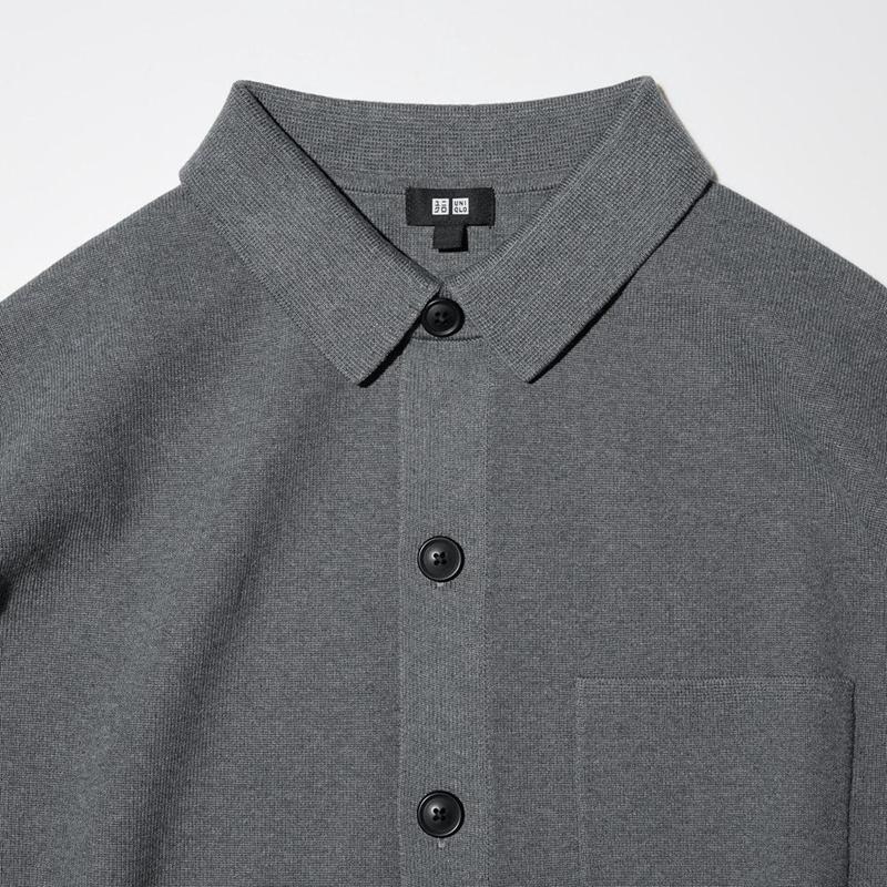 Uniqlo Milano Ribbed Collar Men Cardigan Grey  US |  APLO-73054