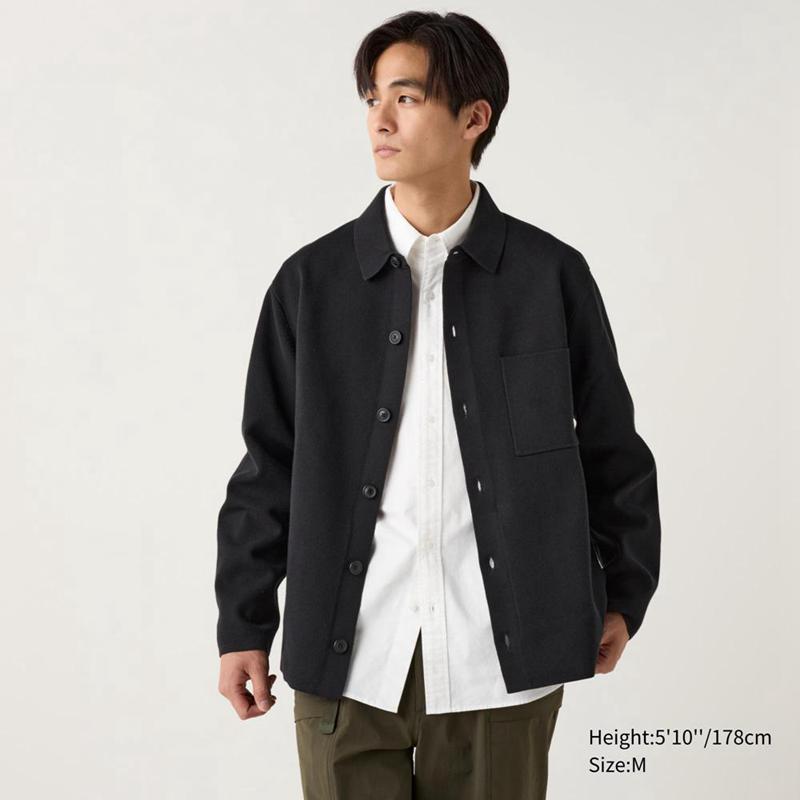 Uniqlo Milano Ribbed Collar Men Cardigan Black  US |  LZFU-67928