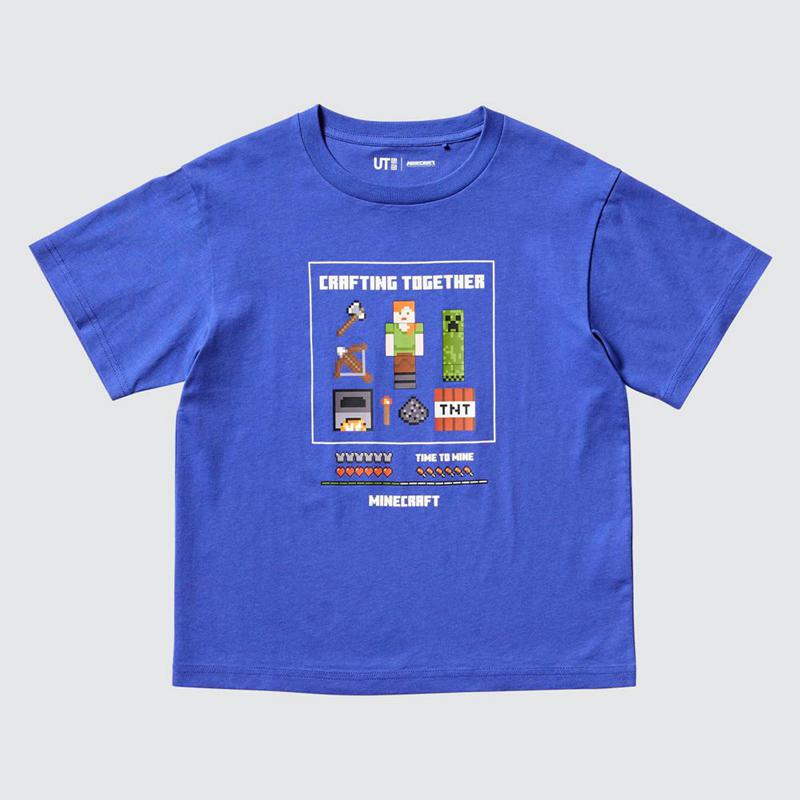 Uniqlo Minecraft UT Graphic Kids' T-Shirt Blue  US |  MESQ-32465