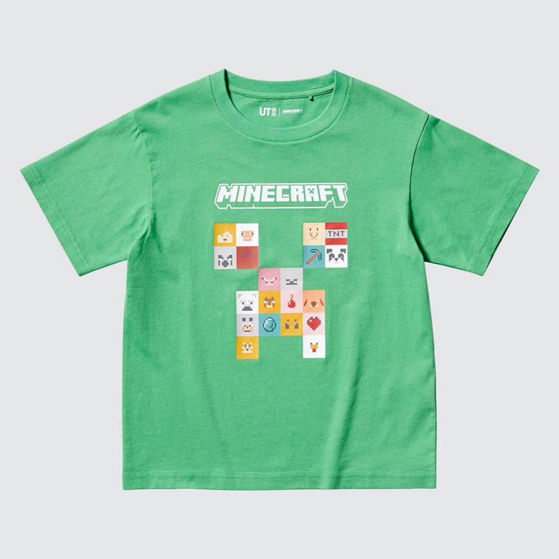 Uniqlo Minecraft UT Graphic Kids' T-Shirt Green  US |  JBHC-76310