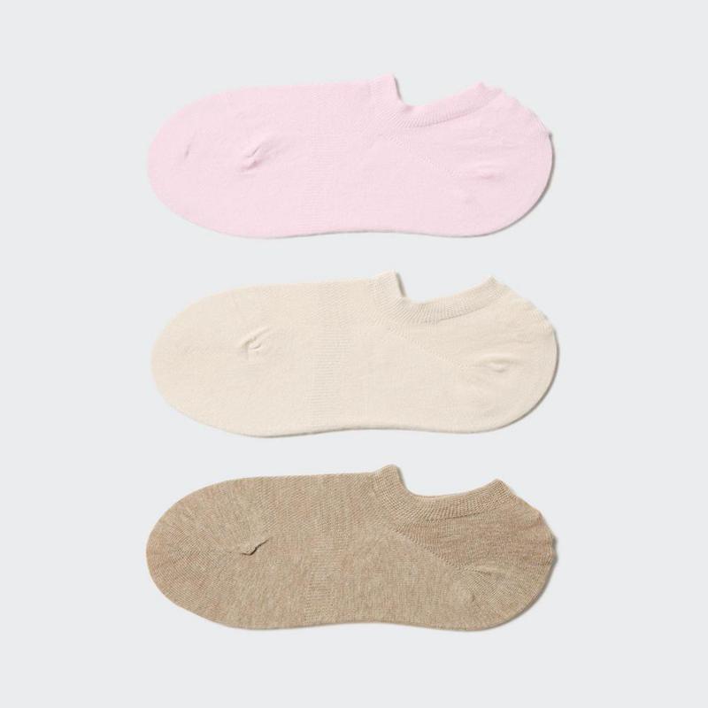 Uniqlo No-Show (Mesh, 3 Pairs) Women Socks Tights Pink  US |  ZCDR-81963