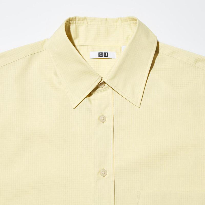 Uniqlo Oversized Half Sleeve Men Shirts Yellow  US |  LHDI-76392