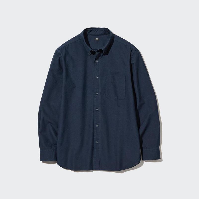 Uniqlo Oxford (Regular Fit) Men Shirts Navy  US |  KCUV-81705