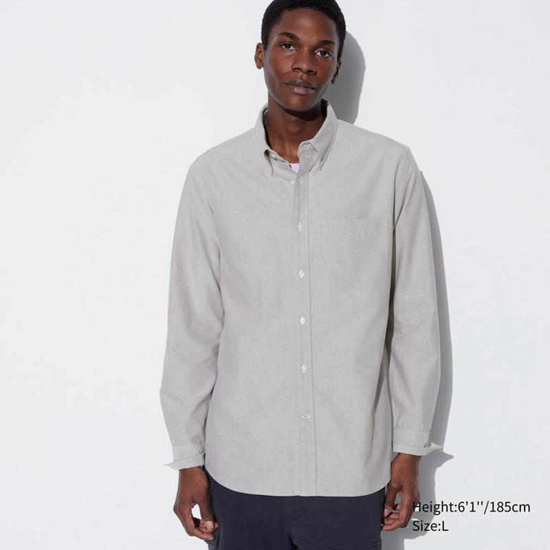 Uniqlo Oxford (Slim Fit) Men Shirts Grey  US |  KRBE-79412