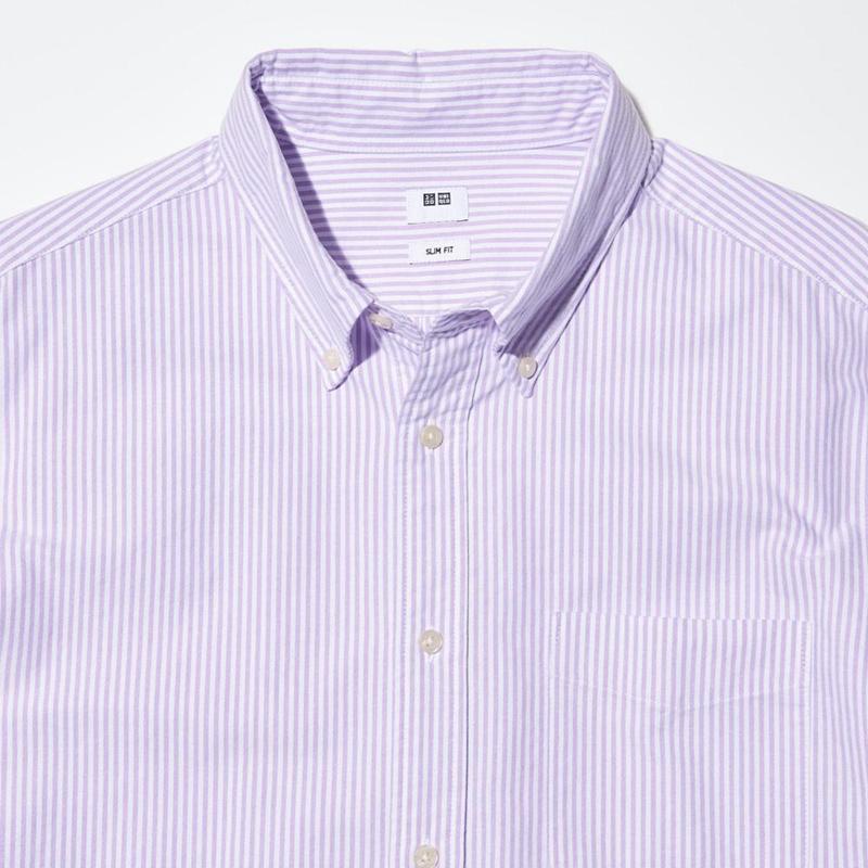 Uniqlo Oxford (Stripe, Slim Fit) Men Shirts Blue  US |  LDMY-39154