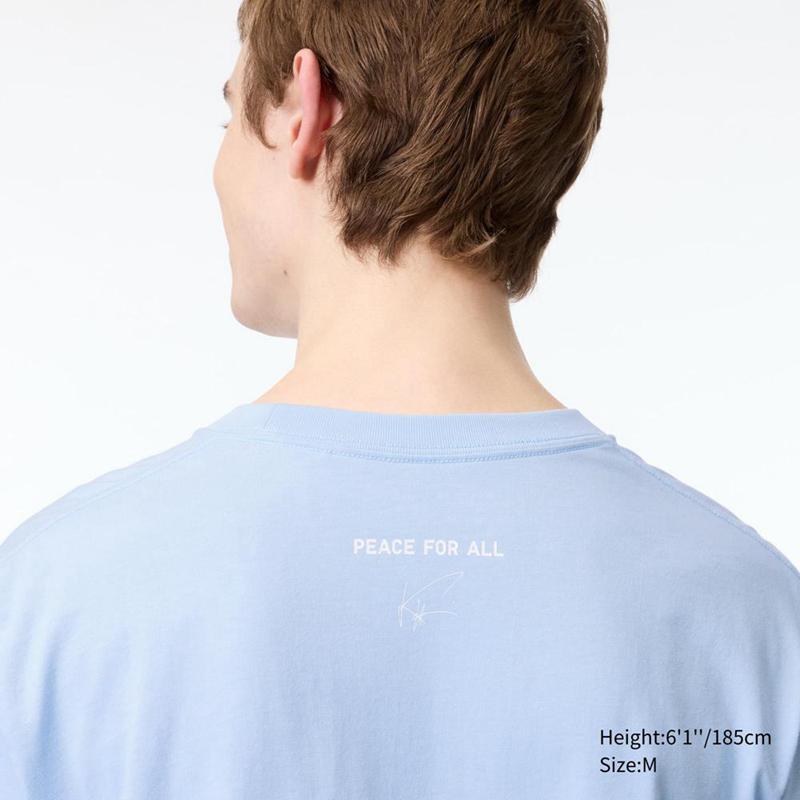 Uniqlo PEACE FOR ALL Graphic (Khaled Hosseini) Women T-Shirts Light Blue  US |  UHER-28510