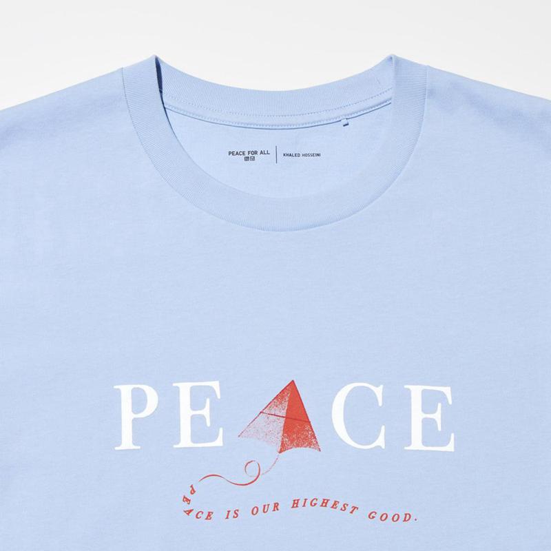 Uniqlo PEACE FOR ALL Graphic (Khaled Hosseini) Women T-Shirts Light Blue  US |  UHER-28510