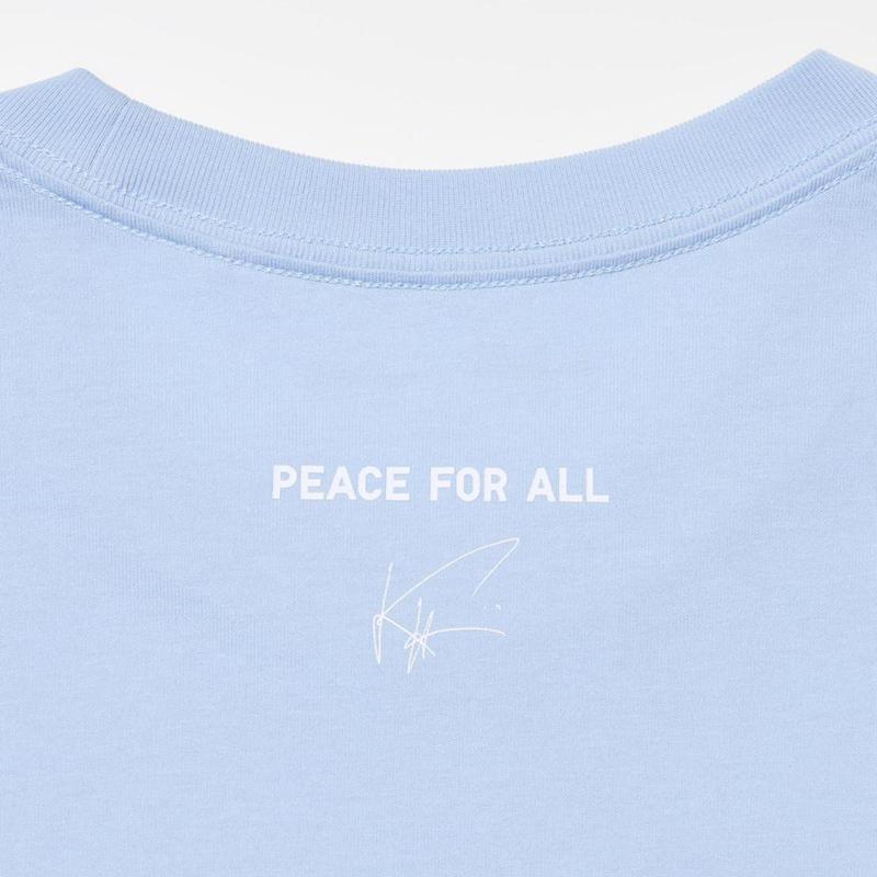 Uniqlo PEACE FOR ALL Graphic (Khaled Hosseini) Women T-Shirts Light Blue  US |  UHER-28510