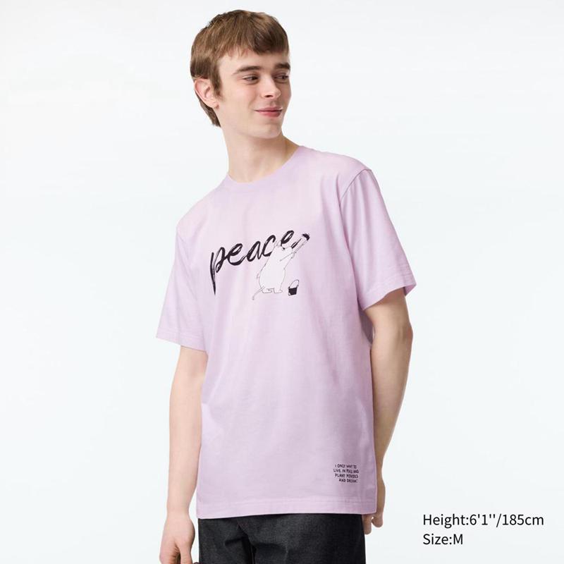 Uniqlo PEACE FOR ALL Graphic (Moomin) Women T-Shirts Pink  US |  OCPS-92547