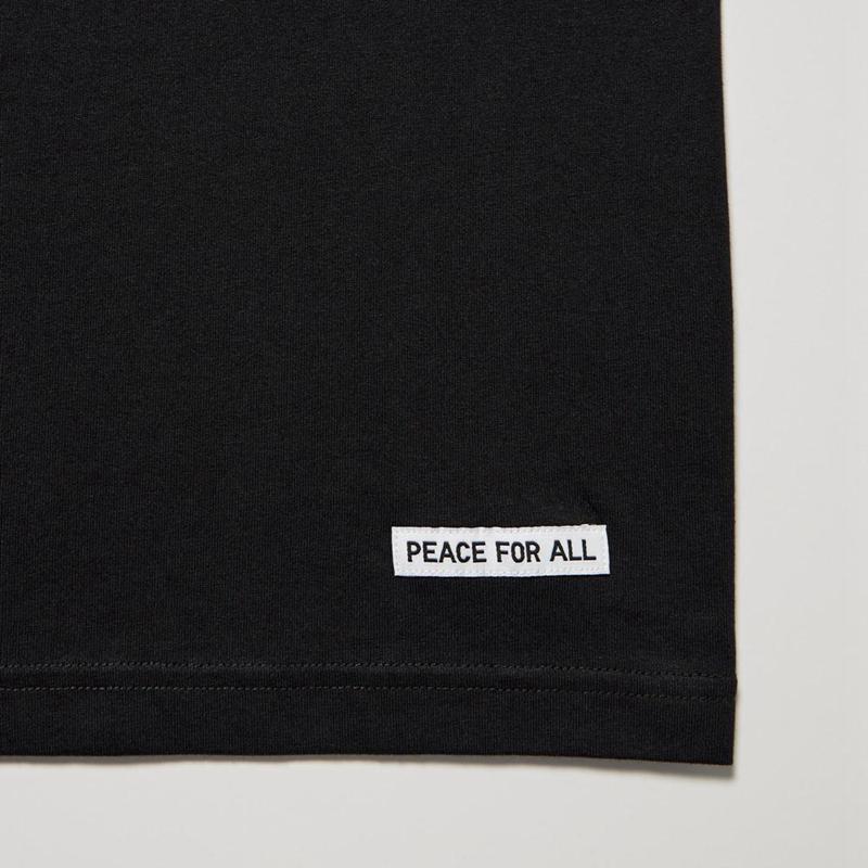 Uniqlo PEACE FOR ALL Graphic (Shingo Kunieda) Men T-Shirt Black  US |  GAUQ-47208