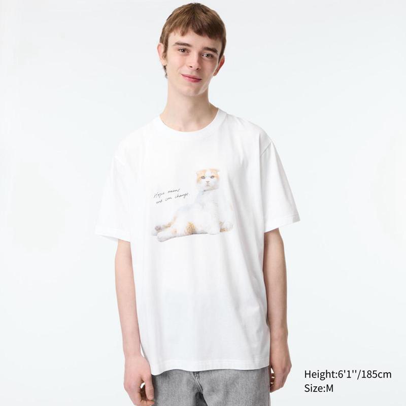 Uniqlo PEACE FOR ALL Graphic (Takeshi Yoro) Women T-Shirts White  US |  TGYP-12853