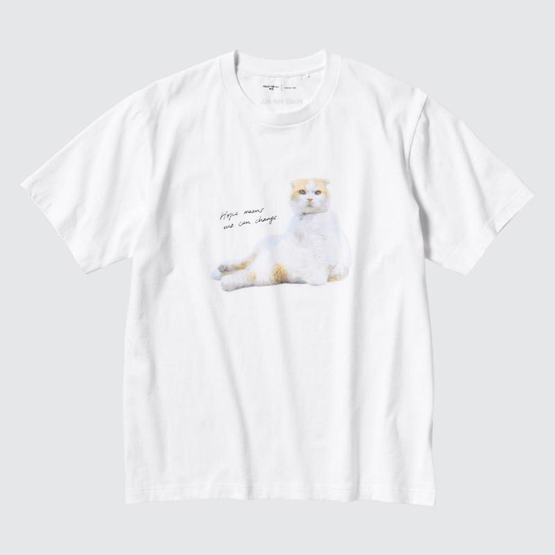 Uniqlo PEACE FOR ALL Graphic (Takeshi Yoro) Women T-Shirts White  US |  TGYP-12853