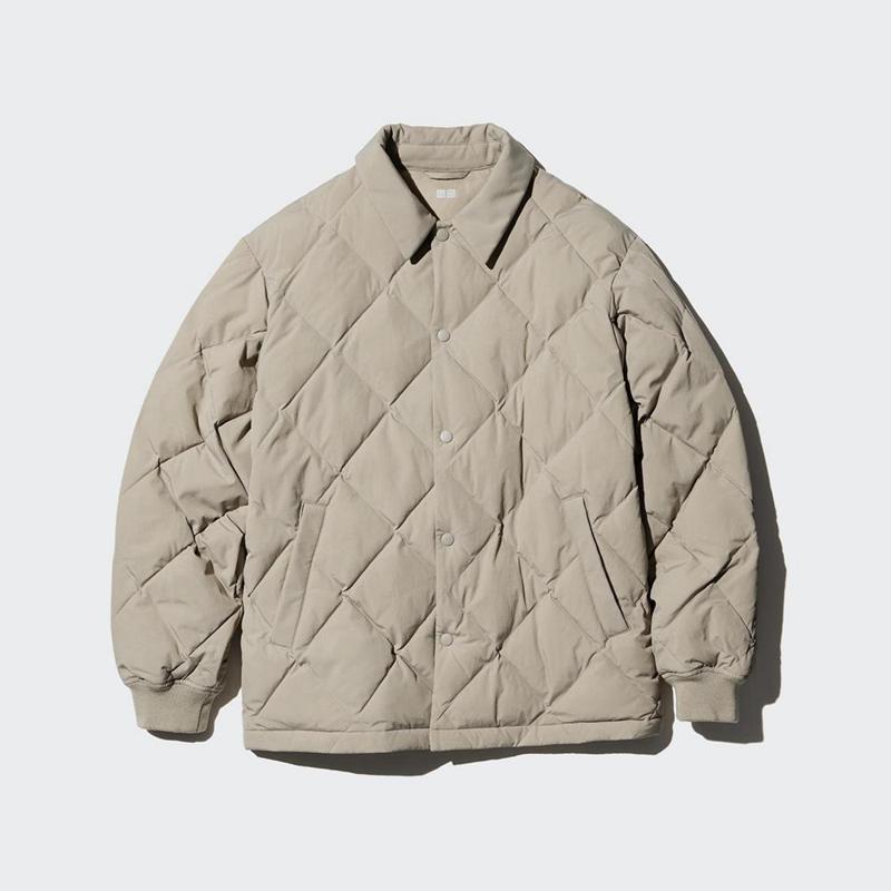 Uniqlo PUFFERTECH Quilted Men Jackets Beige  US |  UNBX-96720