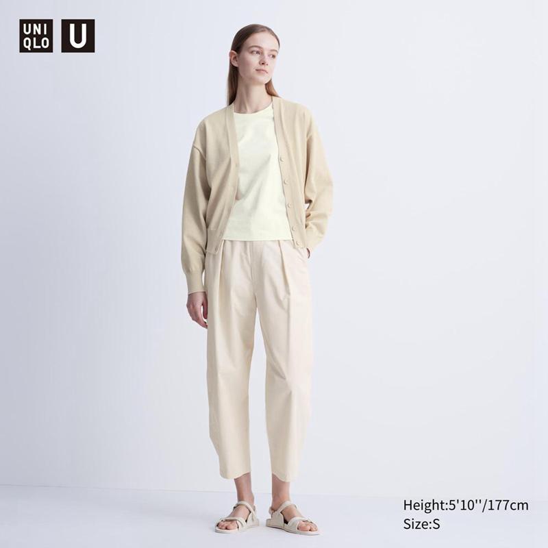 Uniqlo Parachute Cropped (Long) Women Trousers Natural  US |  FBLA-02156