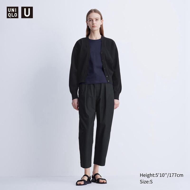 Uniqlo Parachute Cropped Women Trousers Black  US |  CQBJ-59372