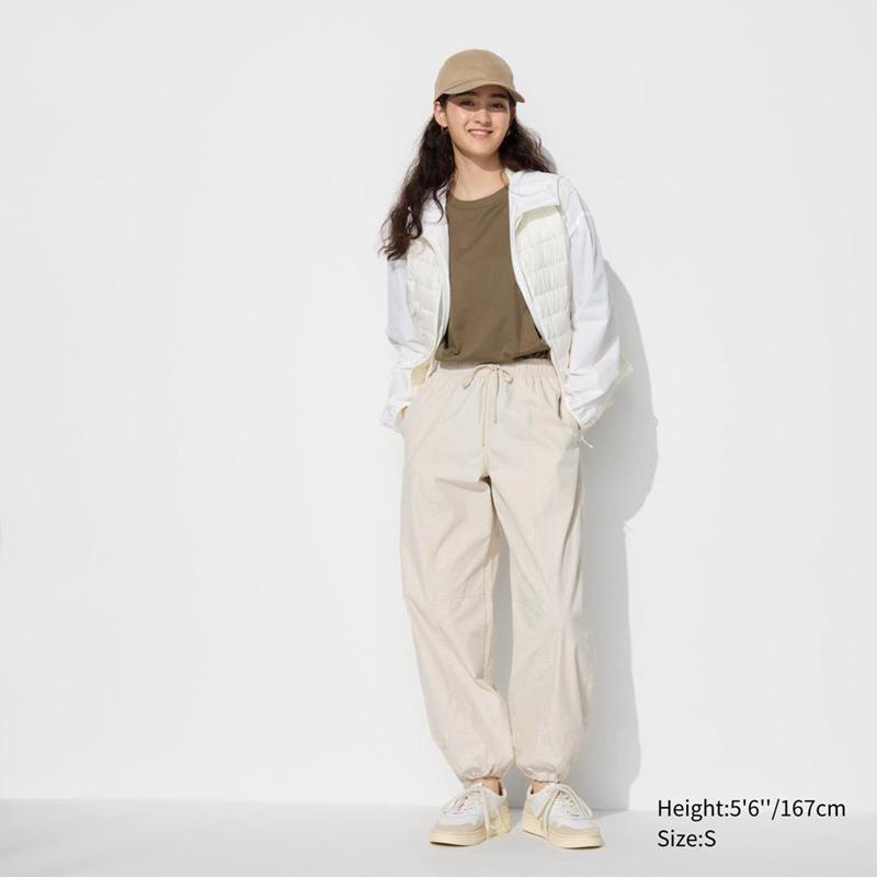 Uniqlo Parachute Women Trousers Natural  US |  BZDC-06327