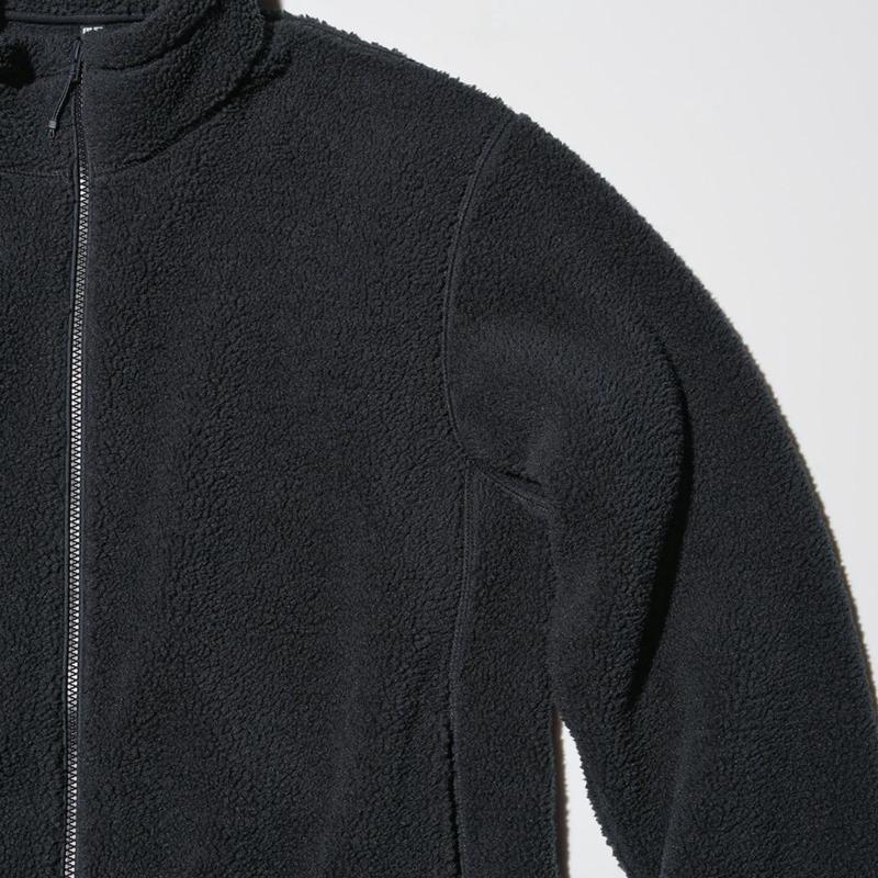 Uniqlo Pile Lined Fleece Full-Zip Men Jackets Black  US |  KJXC-36051