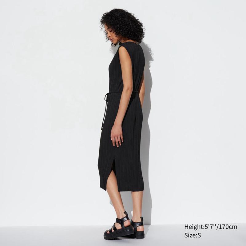 Uniqlo Pleated (Sleeveless) Women Dress Black  US |  KCIT-90132