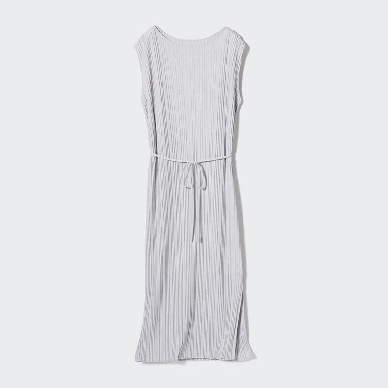 Uniqlo Pleated (Sleeveless) Women Dress Light Grey  US |  BNTK-73645