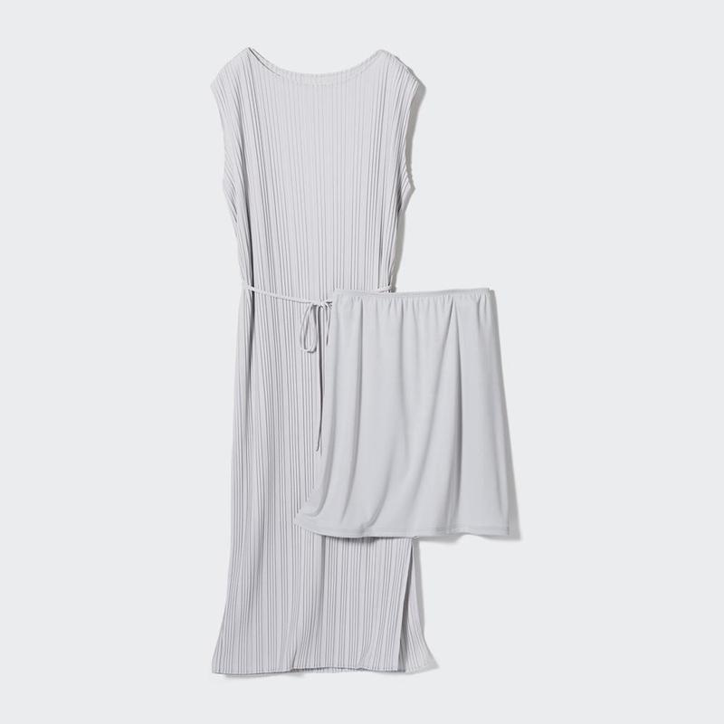 Uniqlo Pleated (Sleeveless) Women Dress Light Grey  US |  BNTK-73645