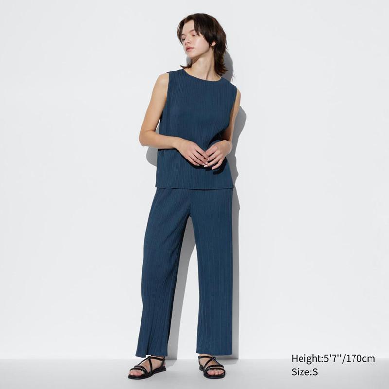 Uniqlo Pleated Straight Women Trousers Black  US |  SIXO-84576