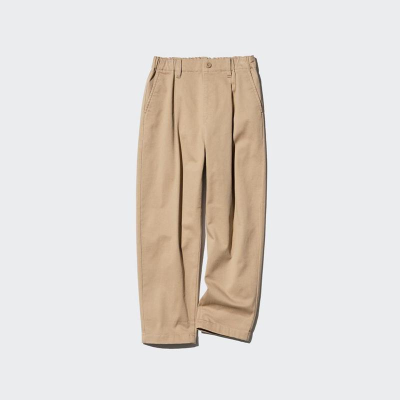 Uniqlo Pleated Wide Kids' Trousers Beige  US |  LATM-89354