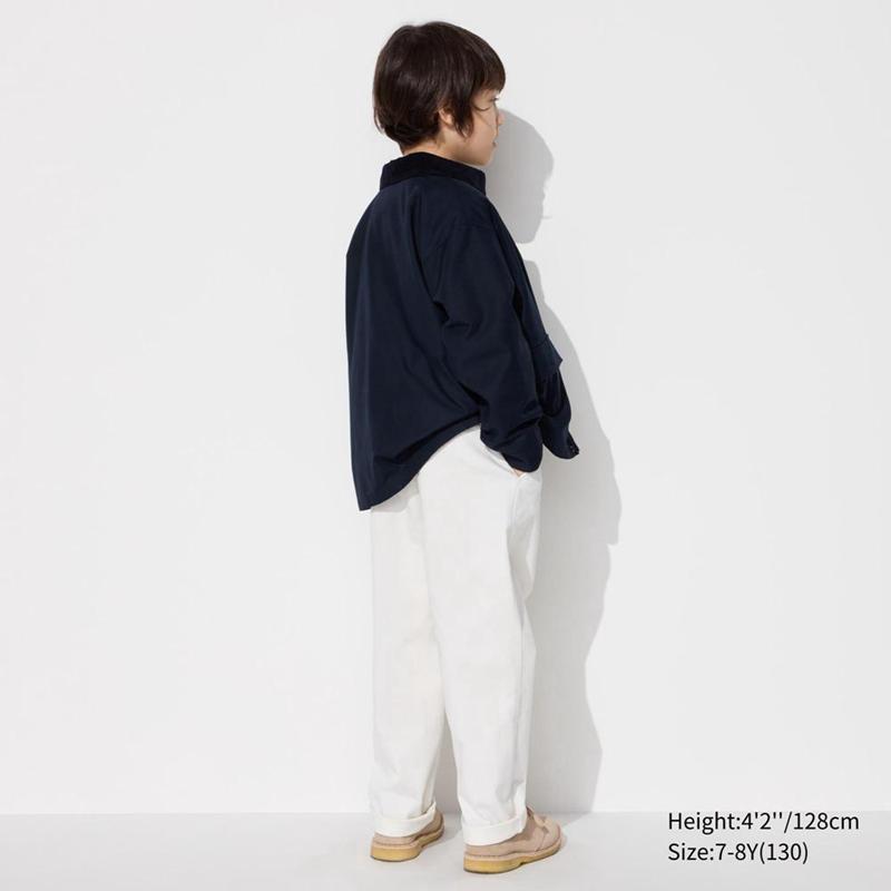 Uniqlo Pleated Wide Kids' Trousers Off White  US |  MRUL-91853