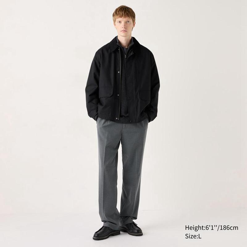 Uniqlo Pleated Wide (Long) Men Trousers Black  US |  MZBV-50489