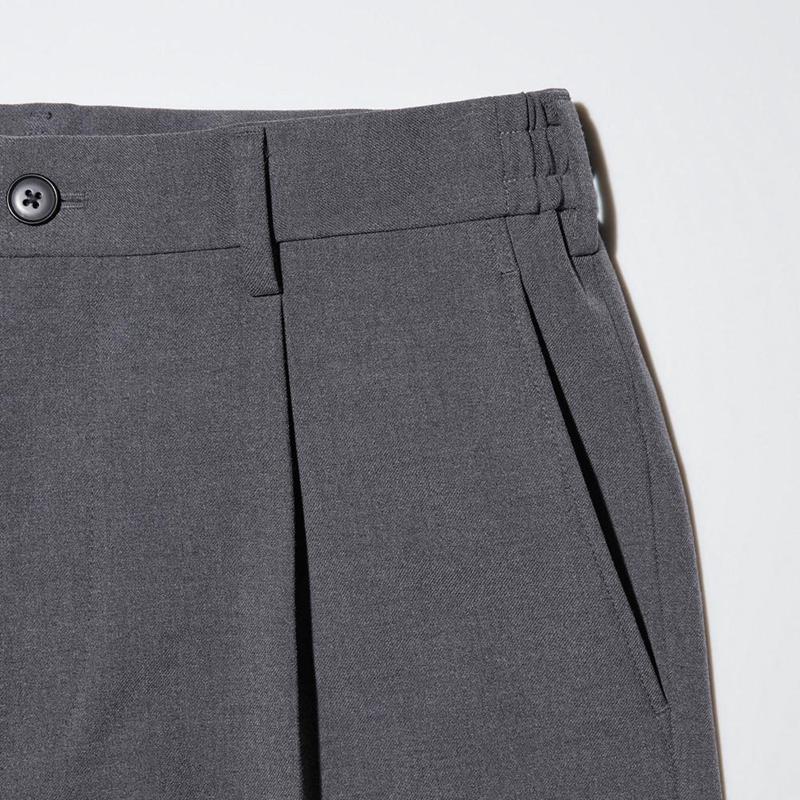 Uniqlo Pleated Wide (Long) Men Trousers Grey  US |  WXQT-02485