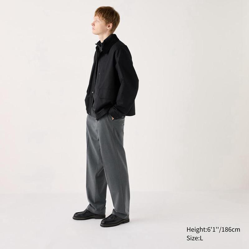 Uniqlo Pleated Wide (Long) Men Trousers Grey  US |  WXQT-02485