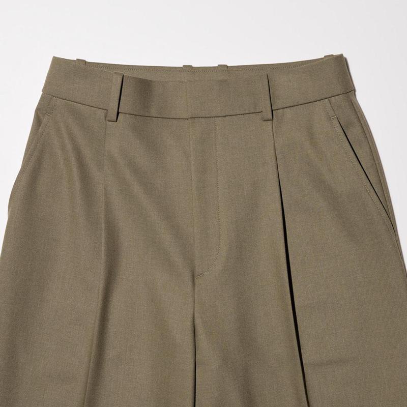 Uniqlo Pleated Wide (Long) Women Trousers Natural  US |  ISDB-39872