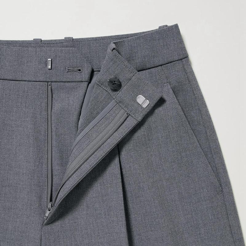 Uniqlo Pleated Wide (Long) Women Trousers Grey  US |  PBXQ-10893