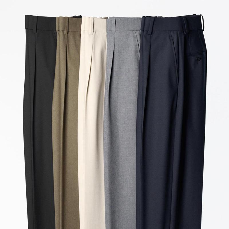 Uniqlo Pleated Wide (Long) Women Trousers Navy  US |  ZQIO-03857