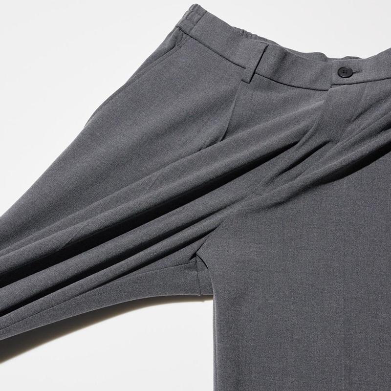 Uniqlo Pleated Wide Men Trousers Grey  US |  JVDW-23861