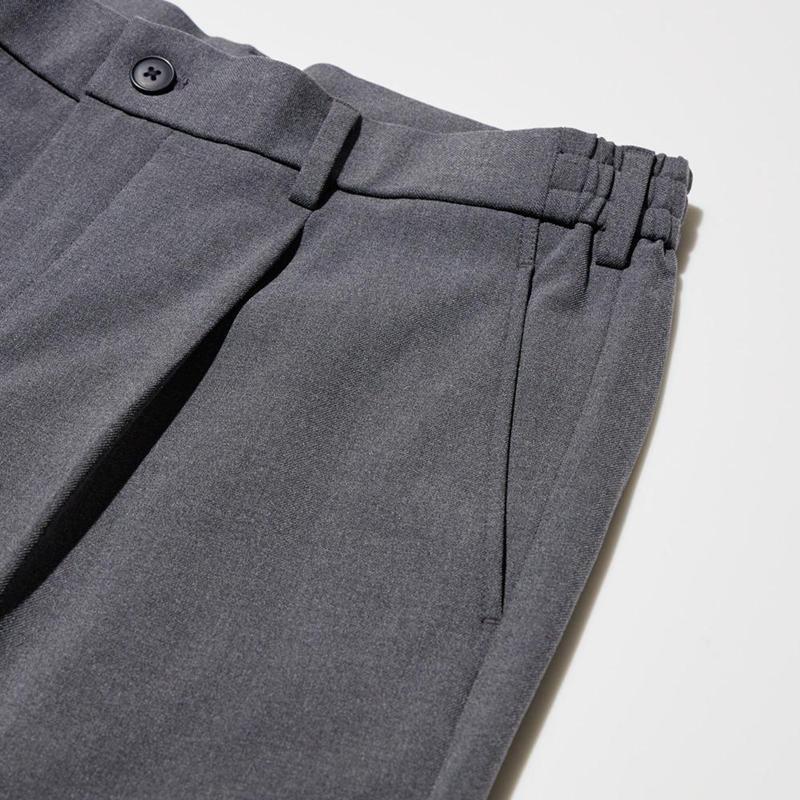 Uniqlo Pleated Wide Men Trousers Grey  US |  JVDW-23861