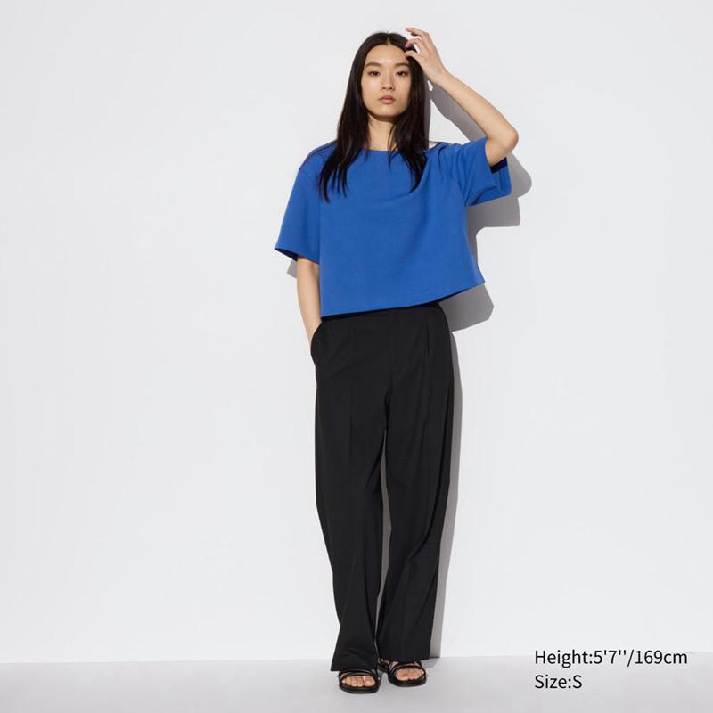 Uniqlo Pleated Wide Women Trousers Black  US |  CVSK-27354