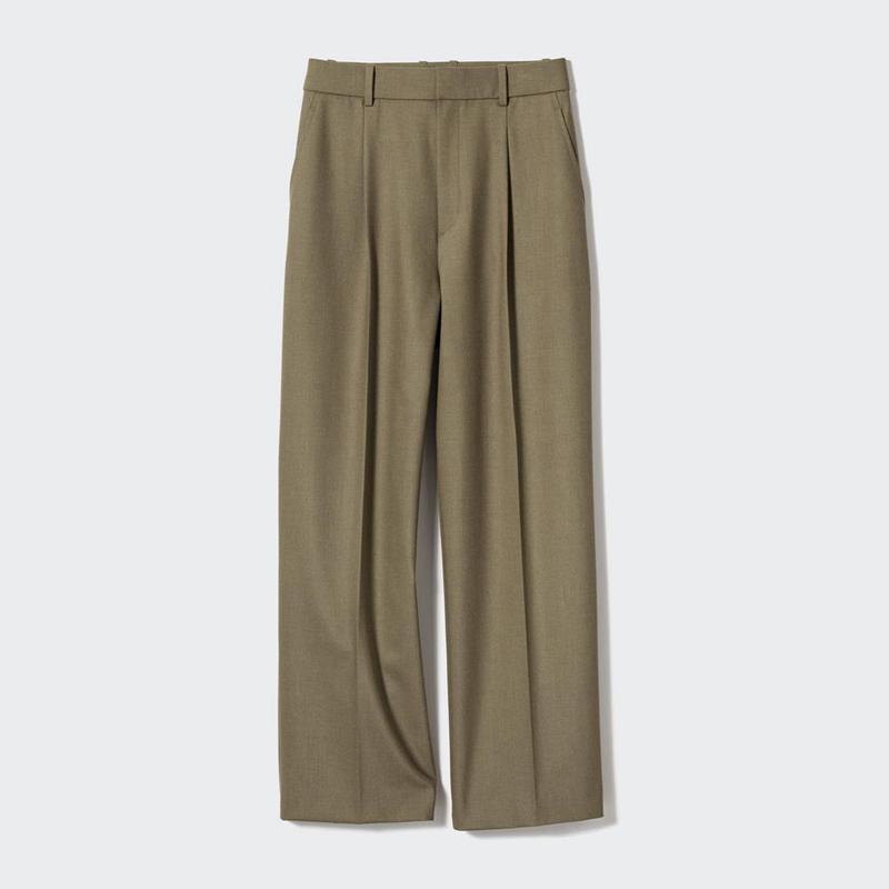 Uniqlo Pleated Wide Women Trousers Grey  US |  WIRL-02319