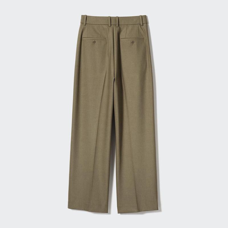 Uniqlo Pleated Wide Women Trousers Grey  US |  WIRL-02319