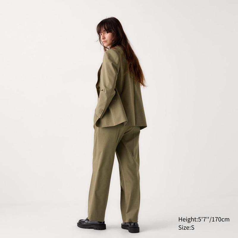 Uniqlo Pleated Wide Women Trousers Olive  US |  YPFZ-20857