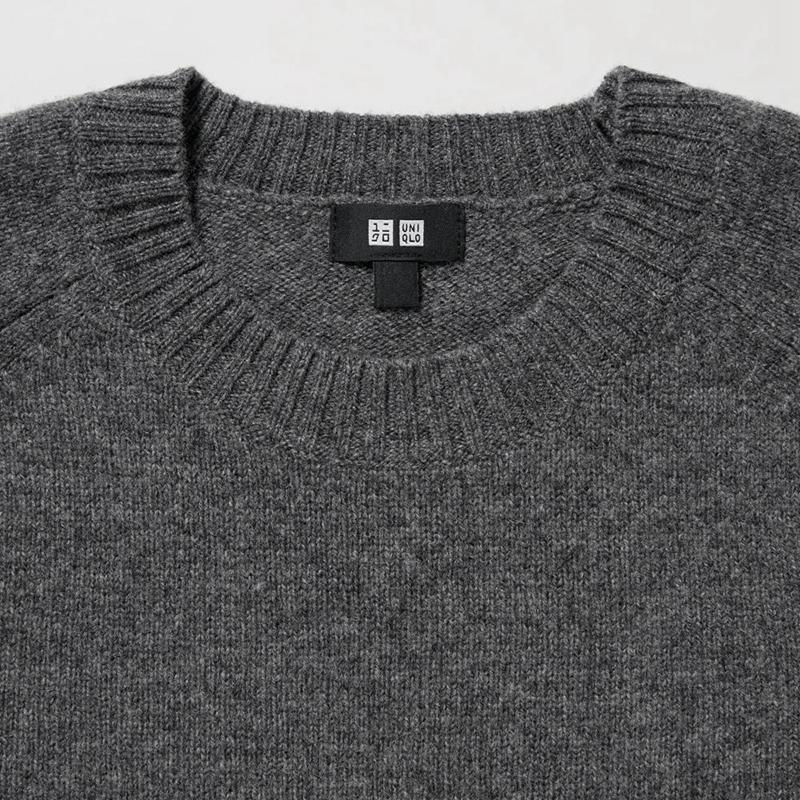 Uniqlo Premium Lambswool Crew Neck Men Jumper Off White  US |  FOQK-85240