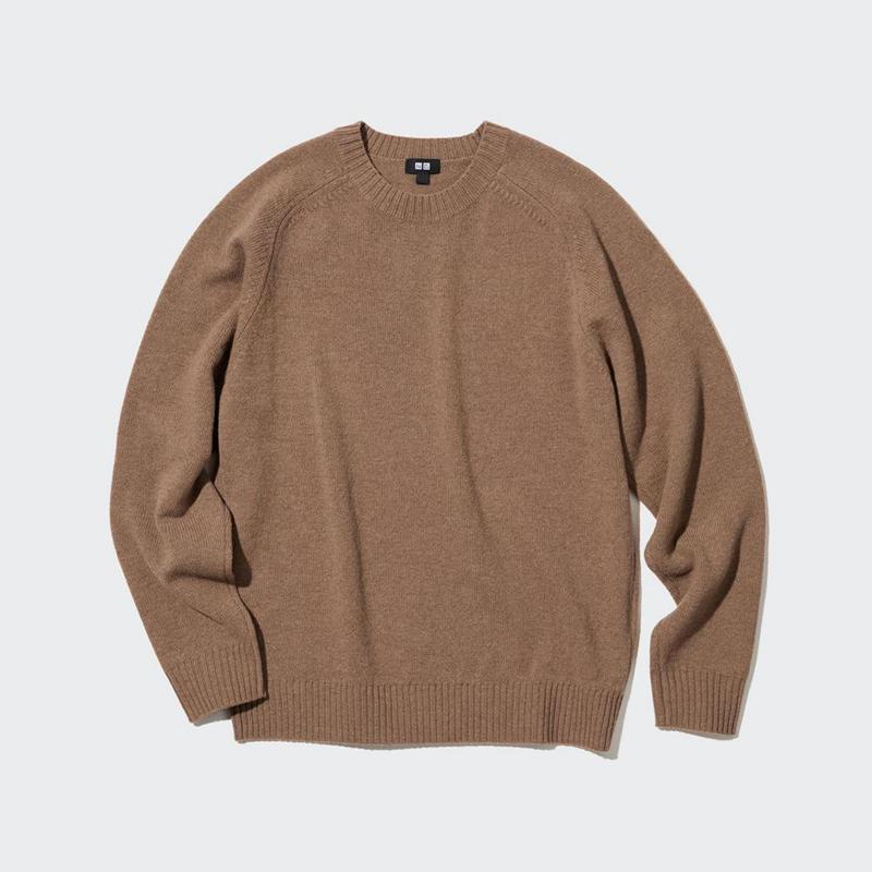 Uniqlo Premium Lambswool Crew Neck Men Jumper Brown  US |  PRNS-17648