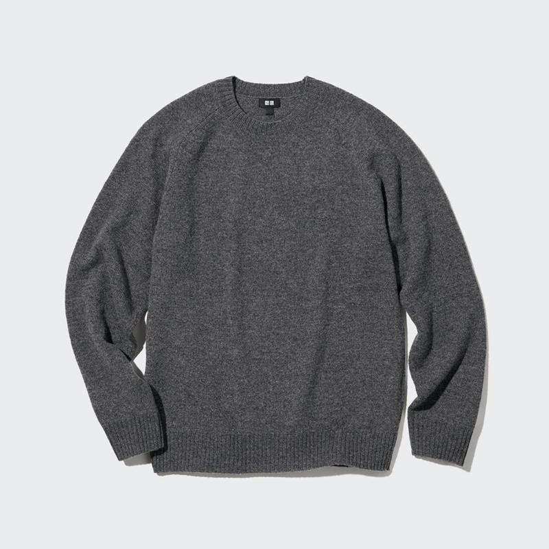 Uniqlo Premium Lambswool Crew Neck Men Jumper Grey  US |  VLFX-76201