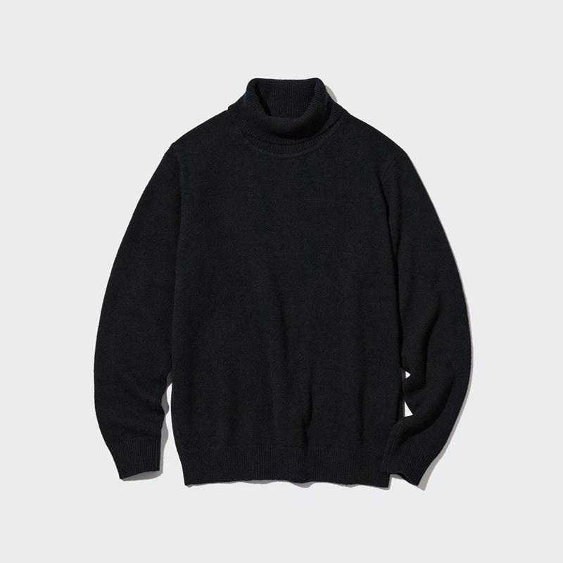 Uniqlo Premium Lambswool Men Jumper Black  US |  GQOE-15938