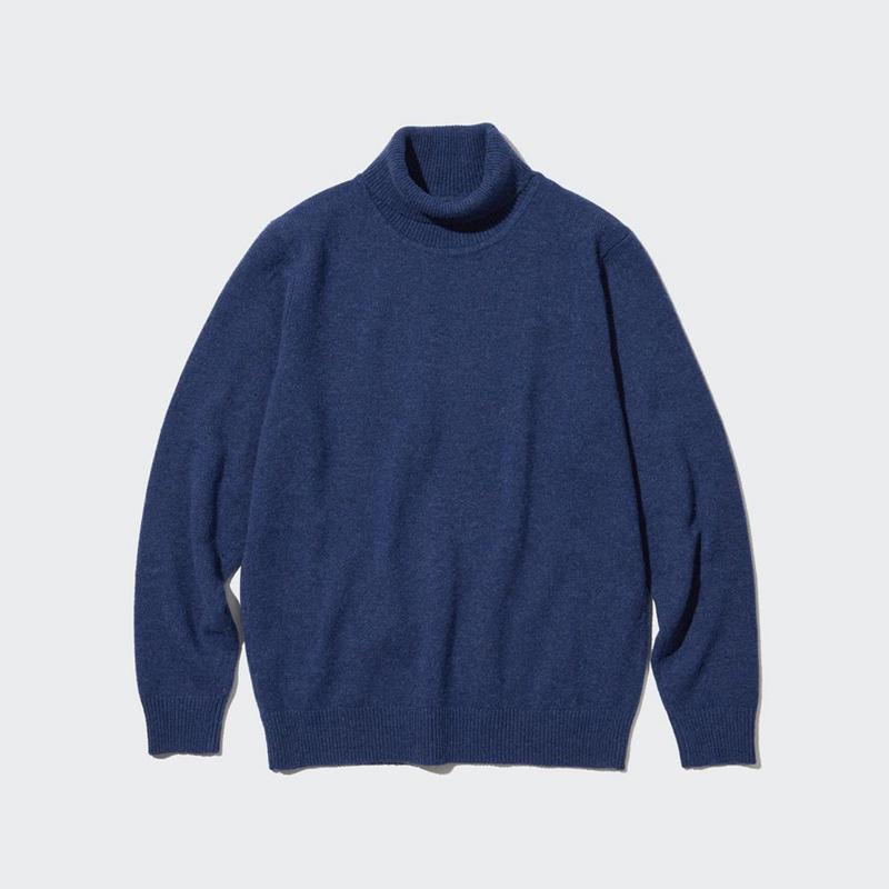 Uniqlo Premium Lambswool Men Jumper Blue  US |  OLAV-08176