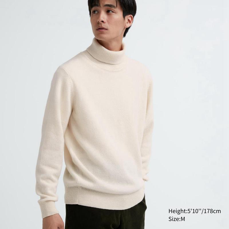 Uniqlo Premium Lambswool Men Jumper Off White  US |  QETU-06571