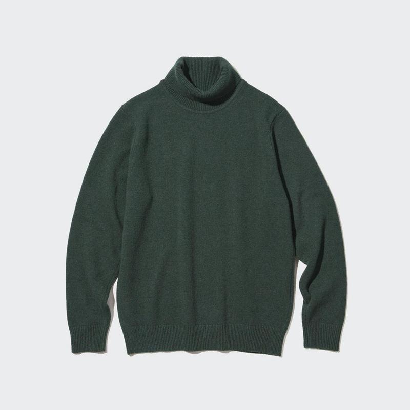 Uniqlo Premium Lambswool Men Jumper Olive  US |  NABF-15934